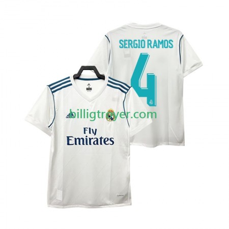 Billige Fotballdrakter Real Madrid SERGIO RAMOS 4 2017 Retro Hjemmedraktsett 2018 Kortermet